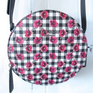 Guess Crossbody Bag Gingham Check Floral Round